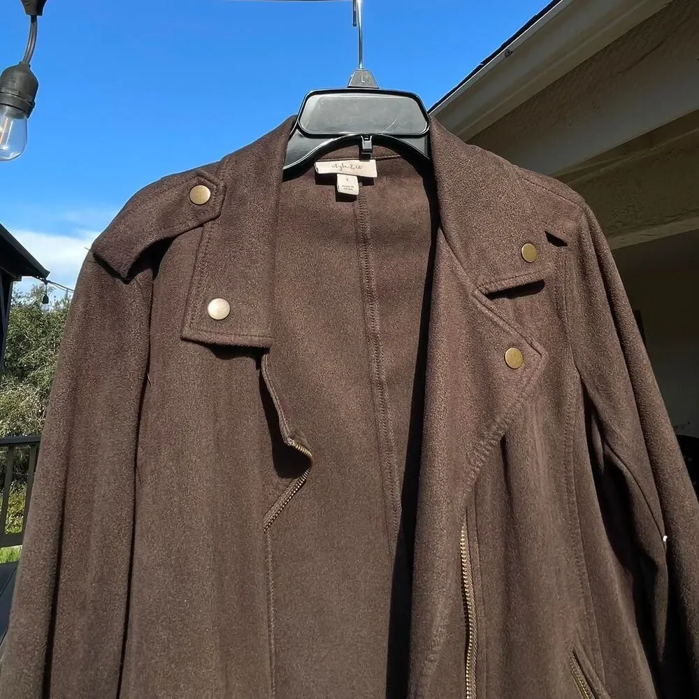 Free-people style women's brown suede feeling jacket